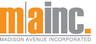 Madison Avenue Inc. Orange and Grey Logo